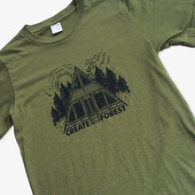 Load image into Gallery viewer, Forest Cabin Tee - Heather Army Green