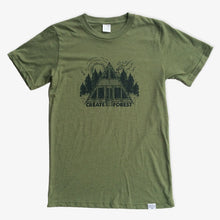 Load image into Gallery viewer, Forest Cabin Tee - Heather Army Green
